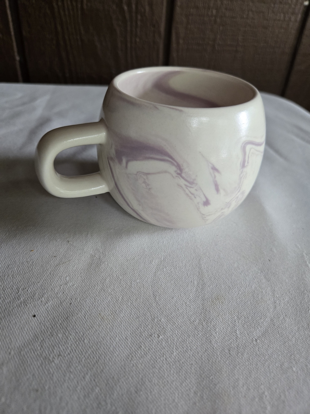 Purple & White Swirl Marble Ceramic Mug